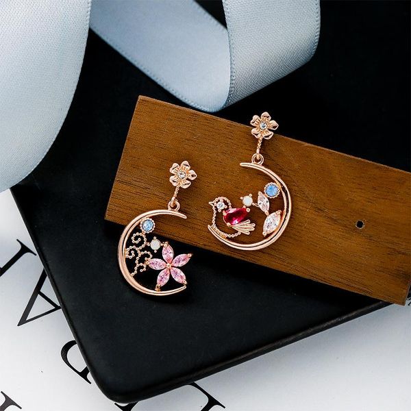 timeonly delicate cherry bird moon dangle earring pink color cz zirconia sweet earring for women girl birthday gifts jewelery, Silver
timeonly delicate cherry bird moon dangle earring pink color cz zirconia sweet earring for women girl birthday gifts jewelery, Silver