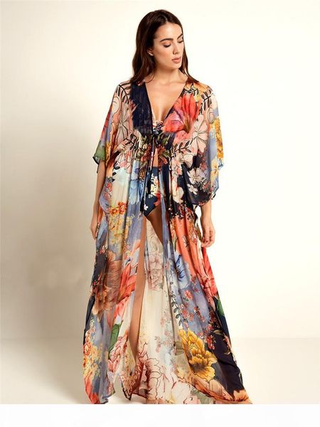 2020 multicolored cover-ups swimwear bohemian floral printed long kimono cardigan cotton tunic women plus size beach wear swimsuit cover up, White;black
2020 multicolored cover-ups swimwear bohemian floral printed long kimono cardigan cotton tunic women plus size beach wear swimsuit cover up, White;black