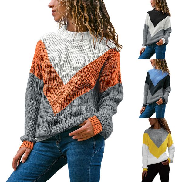 quality special 2020 autumn and winter pullover women's loose long sleeve contrast rib knitted sweater, White;black
quality special 2020 autumn and winter pullover women's loose long sleeve contrast rib knitted sweater, White;black