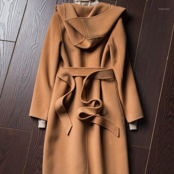 street elegant wool overcoat women autumn winter thick loose hooded coat luxury office lady belt long sleeve warm outerwear s-xl1, Black
street elegant wool overcoat women autumn winter thick loose hooded coat luxury office lady belt long sleeve warm outerwear s-xl1, Black