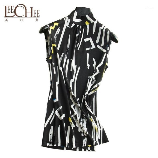women's t-shirt leechee silk large size sweater printed sleeveless shirt spring and autumn high-end fashion breathable half-high collar, White
women's t-shirt leechee silk large size sweater printed sleeveless shirt spring and autumn high-end fashion breathable half-high collar, White