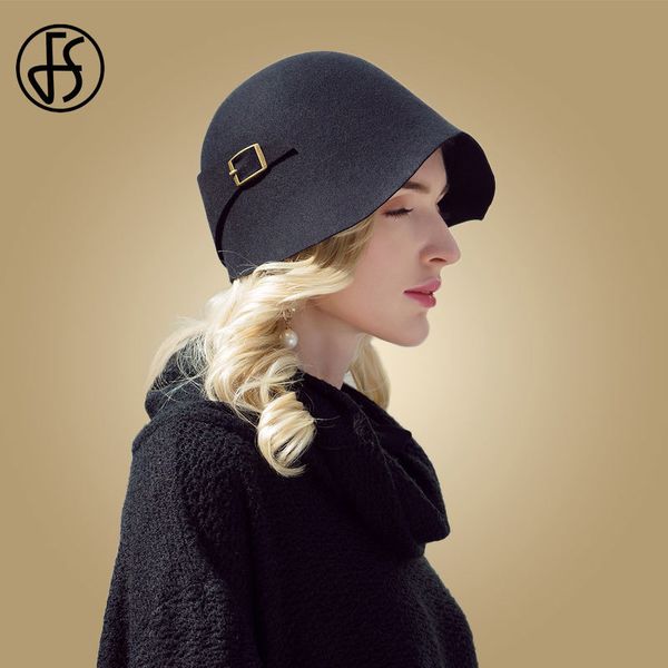 fs vintage black 100% wool fedora felt cloche hat wide brim bowler hats winter fedoras lady floppy derby church wedding 2020 c0123, Blue;gray
fs vintage black 100% wool fedora felt cloche hat wide brim bowler hats winter fedoras lady floppy derby church wedding 2020 c0123, Blue;gray