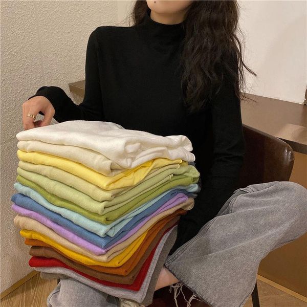 women's blouses & shirts half-high collar base shirt autumn hong kong style ins joker long sleeve t-shirt tight interior chic top, White
women's blouses & shirts half-high collar base shirt autumn hong kong style ins joker long sleeve t-shirt tight interior chic top, White
