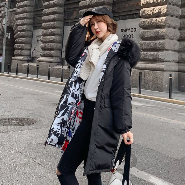 long with hood down women's cotton coats 2020 casual winter double two thick sides parka outwear jacket oversize wind-proof more size i, Black
long with hood down women's cotton coats 2020 casual winter double two thick sides parka outwear jacket oversize wind-proof more size i, Black