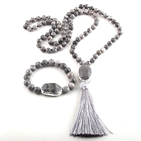 rh fashion jewelry set natural knotted stone link tassel necklace bracelet 201222, Slivery;crystal
rh fashion jewelry set natural knotted stone link tassel necklace bracelet 201222, Slivery;crystal