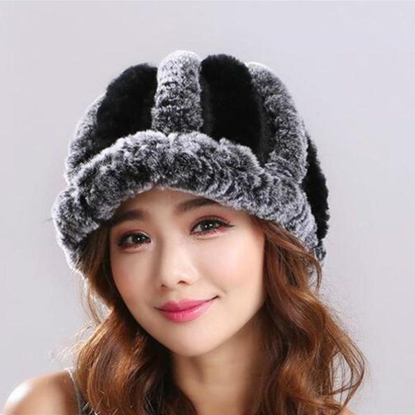 New Fashion Winter Women Real Rex Fur Hat with Brim Elegant Ladies Flat Caps Thicken Warm Earmuffs Knitted Beanies, Blue;gray
New Fashion Winter Women Real Rex Fur Hat with Brim Elegant Ladies Flat Caps Thicken Warm Earmuffs Knitted Beanies, Blue;gray