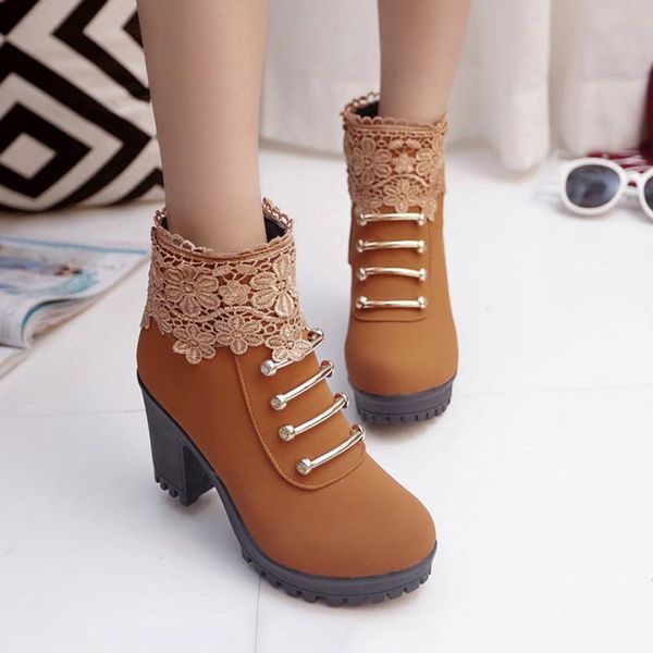 high heel lace women's ankle boots autumn winter pu leather short boots heighten platform women shoes female zipper, Black
high heel lace women's ankle boots autumn winter pu leather short boots heighten platform women shoes female zipper, Black