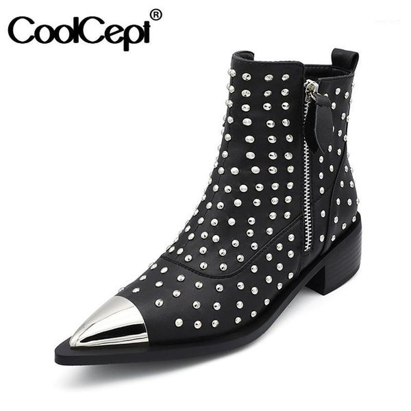 coolcept new woman ankle boots rivets zipper metal toe woman winter autumn shoes fashion punk ladies shoes footwear size 34-431, Black
coolcept new woman ankle boots rivets zipper metal toe woman winter autumn shoes fashion punk ladies shoes footwear size 34-431, Black