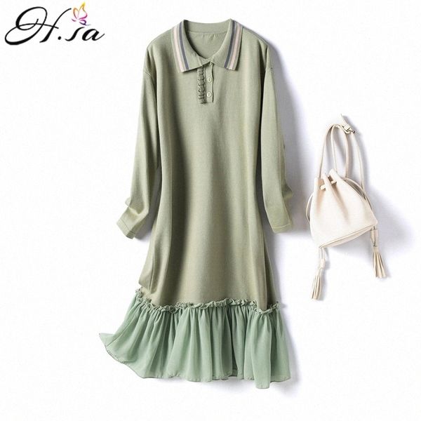 h.sa 2019 women sweater dress #mc8t winter knit polo long sleeve pullovers neck knit chiffon sweaters sweater and long autumn tprlv