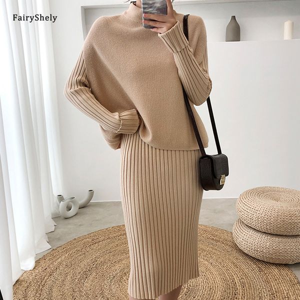 fairyshely korean turtleneck sweater long drees suit women 2020 fall winter warm pullover sweater knitted drees vest 2 piece set q1217, Black;white
fairyshely korean turtleneck sweater long drees suit women 2020 fall winter warm pullover sweater knitted drees vest 2 piece set q1217, Black;white