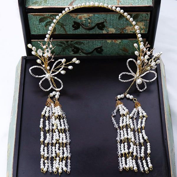 bridal pearl tassel hair jewelry hairband for wedding engagement luxury crystal pearl stone handmade hairwear jewelry gift fd674, Golden;silver
bridal pearl tassel hair jewelry hairband for wedding engagement luxury crystal pearl stone handmade hairwear jewelry gift fd674, Golden;silver