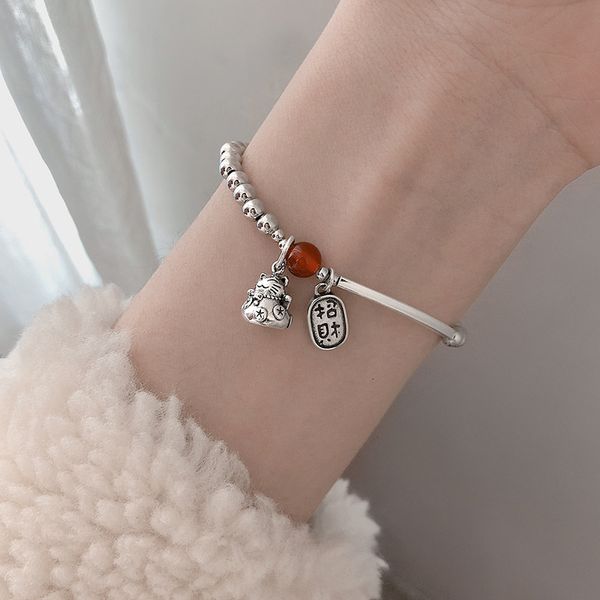 925 cat round bead bracelet design by cute small crowd, Silver
925 cat round bead bracelet design by cute small crowd, Silver