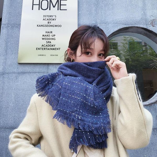 scarves scarf imitation cashmere sequin monochrome bib for students' warm autumn and winter shawl, Blue;gray
scarves scarf imitation cashmere sequin monochrome bib for students' warm autumn and winter shawl, Blue;gray
