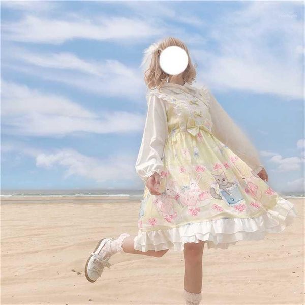 women lolita dress girl kawaii sweet retro style puff long sleeve midi japanese1, Black;gray
women lolita dress girl kawaii sweet retro style puff long sleeve midi japanese1, Black;gray