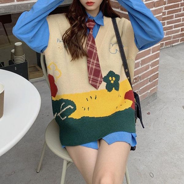 sweater vest women sleeveless v-neck kawaii printed solid knitting leisure sweet cute students school streetwear clothing autumn, Black;white
sweater vest women sleeveless v-neck kawaii printed solid knitting leisure sweet cute students school streetwear clothing autumn, Black;white
