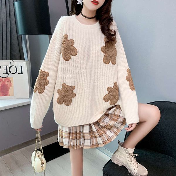 viplazy wind autumn winter korean loose bear pullover sweater for women short 2020 new knitwear, White;black
viplazy wind autumn winter korean loose bear pullover sweater for women short 2020 new knitwear, White;black