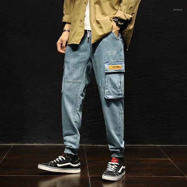 trendy men's spring and summer new 9-point light work clothes elastic jeans loose fashion binding work pants1, Blue
trendy men's spring and summer new 9-point light work clothes elastic jeans loose fashion binding work pants1, Blue