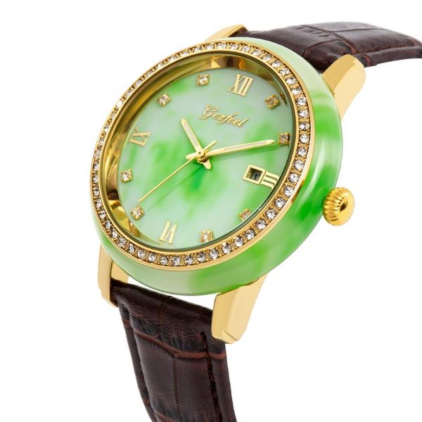 color jade watch men's quartz watch tan leather strap waterproof belt calendar display high-end gift box packaging reloj hombre, Slivery;brown
color jade watch men's quartz watch tan leather strap waterproof belt calendar display high-end gift box packaging reloj hombre, Slivery;brown