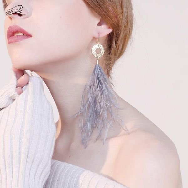 dangle & chandelier badu women long feather earring ostrich beach jewelry gold color alloy pendant round drop earrings gift, Silver
dangle & chandelier badu women long feather earring ostrich beach jewelry gold color alloy pendant round drop earrings gift, Silver