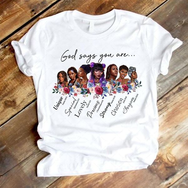 melanin t shirt women god says you are black girl is beautiful magic tshirt femme vogue black lives matter juneteenth t-shirt, White
melanin t shirt women god says you are black girl is beautiful magic tshirt femme vogue black lives matter juneteenth t-shirt, White