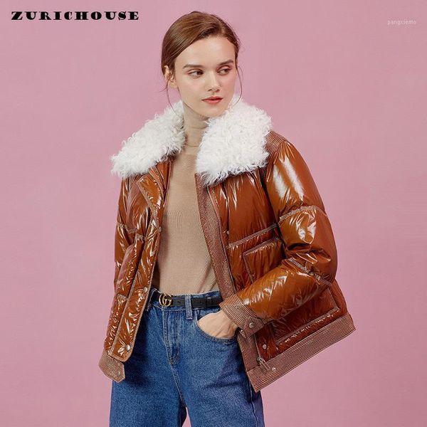 zurichouse winter down jacket women short warm down parka 2020 fashion glossy real lambswool fur collar coat1, Black
zurichouse winter down jacket women short warm down parka 2020 fashion glossy real lambswool fur collar coat1, Black