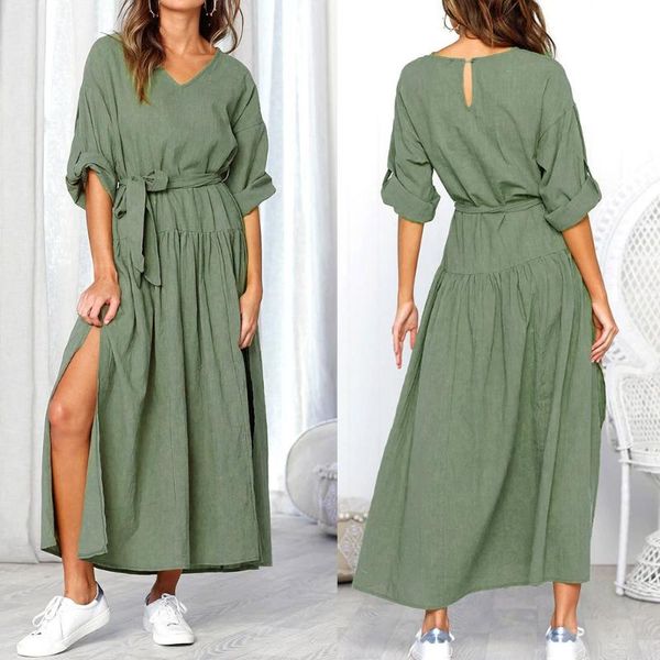 summer women long dress split solid color high waist beach dress lady vintage streetwear v neck maxi vestidos robes, Black;gray
summer women long dress split solid color high waist beach dress lady vintage streetwear v neck maxi vestidos robes, Black;gray