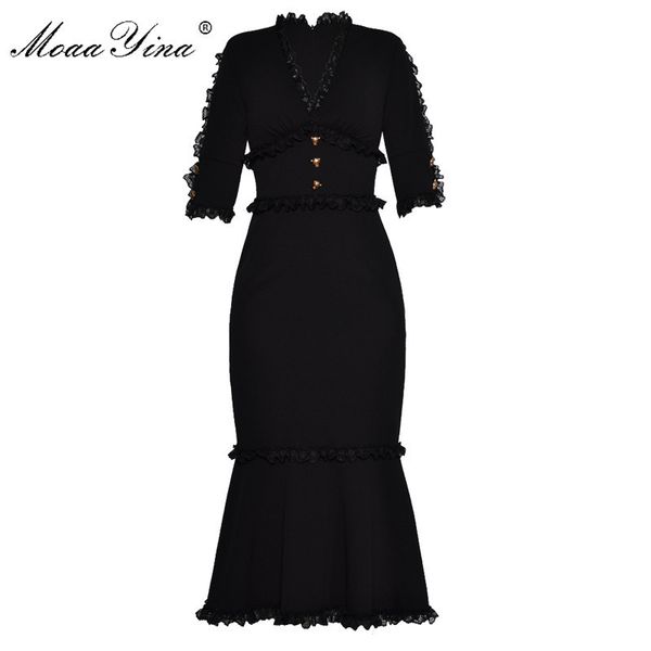 moaayina fashion designer runway dress summer women v-neck half sleeve lace button slim packet hip noble elegant fishtail dress 201204, Black;pink
moaayina fashion designer runway dress summer women v-neck half sleeve lace button slim packet hip noble elegant fishtail dress 201204, Black;pink