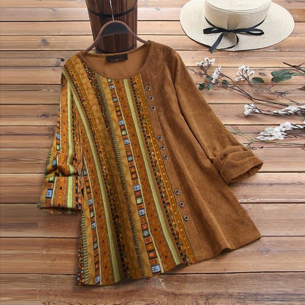 women t-shirt spring fashion women corduroy print patchwork long sleeve vintage plus size t-shirt casual shirts #40%1, White
women t-shirt spring fashion women corduroy print patchwork long sleeve vintage plus size t-shirt casual shirts #40%1, White