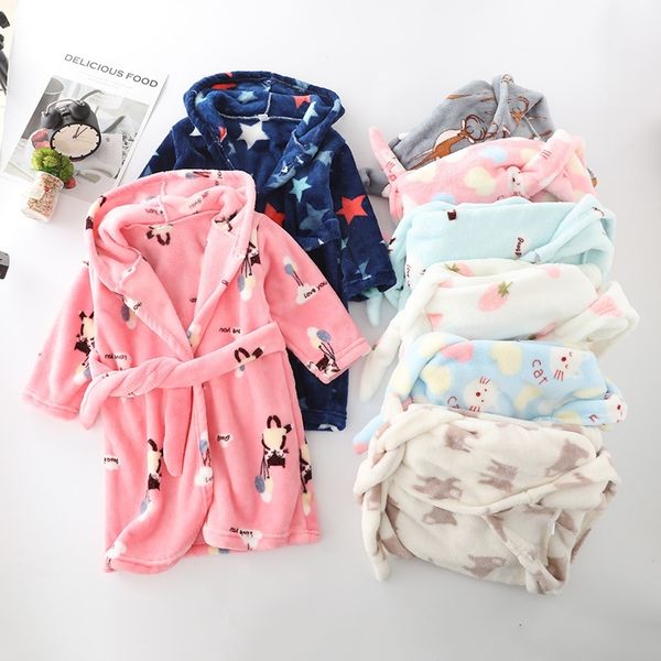 winter flannel kids sleepwear robe cute cartoon animals print hooded girls warm bathrobe children pajamas for boys 2-8 years y200114, Blue;gray
winter flannel kids sleepwear robe cute cartoon animals print hooded girls warm bathrobe children pajamas for boys 2-8 years y200114, Blue;gray