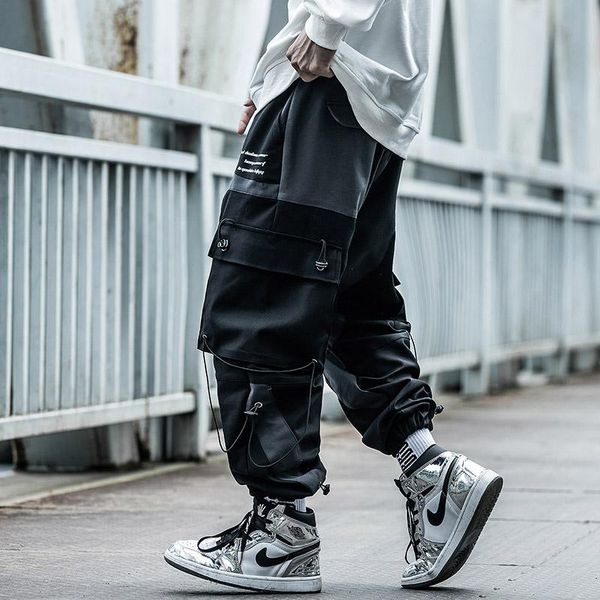 men's pants clothes function season overalls male hiphop stitching trousers harajuku loose comfortable jogger cargo streetwear, Black
men's pants clothes function season overalls male hiphop stitching trousers harajuku loose comfortable jogger cargo streetwear, Black