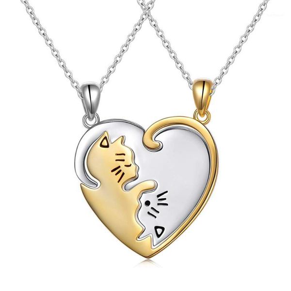 2 pcs/set stainless steel simple animal cat pendant kitten yin and yang couple necklaces jewelry1, Silver
2 pcs/set stainless steel simple animal cat pendant kitten yin and yang couple necklaces jewelry1, Silver