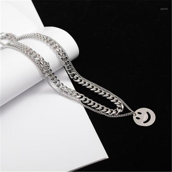 smiling face titanium steel double necklace hip hop ladies clavicle chain pendant accessories for women gifts1, Silver
smiling face titanium steel double necklace hip hop ladies clavicle chain pendant accessories for women gifts1, Silver