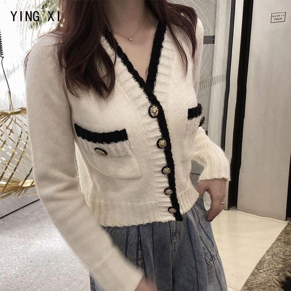 ying xi 2020 new spring white casual single breasted cardigans v-neck long sleeve pockets patchwork knit women sweater1
ying xi 2020 new spring white casual single breasted cardigans v-neck long sleeve pockets patchwork knit women sweater1