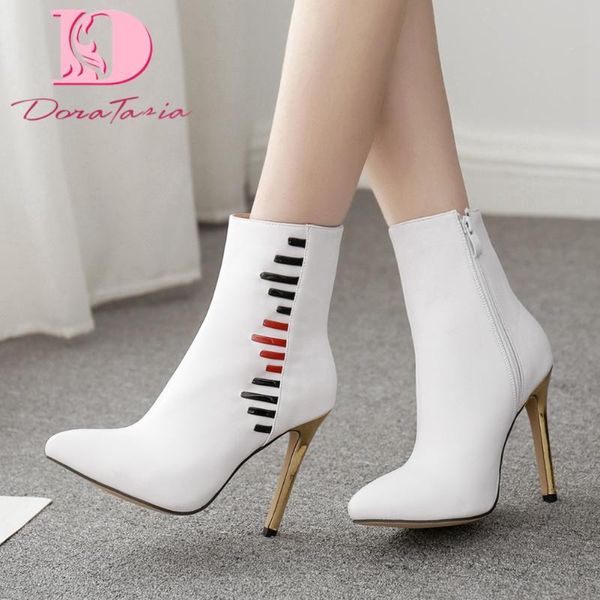 doratasia new fashion female ankle boots pointed toe thin high heels zip boots women 2020 elegant office concise woman shoes, Black
doratasia new fashion female ankle boots pointed toe thin high heels zip boots women 2020 elegant office concise woman shoes, Black