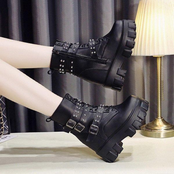 boots round toe women ankle 2021 autumn platform lacing rivet short female soft leather wedges heels shoes 10cm1, Black
boots round toe women ankle 2021 autumn platform lacing rivet short female soft leather wedges heels shoes 10cm1, Black