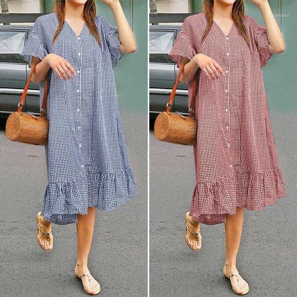 zanzea stylish women plaid ruffles dress summer v neck short flare sleeve sundress vintage flounce vestido work dresses baggy1, Black;gray
zanzea stylish women plaid ruffles dress summer v neck short flare sleeve sundress vintage flounce vestido work dresses baggy1, Black;gray