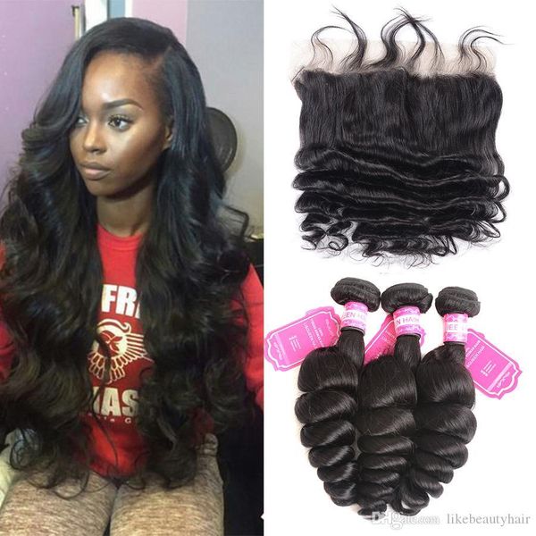 loose wave brazilian virgin hair bundles with lace frontal body wave straight hair weaves 4 pieces lot natural color hair extensions, Black;brown
loose wave brazilian virgin hair bundles with lace frontal body wave straight hair weaves 4 pieces lot natural color hair extensions, Black;brown