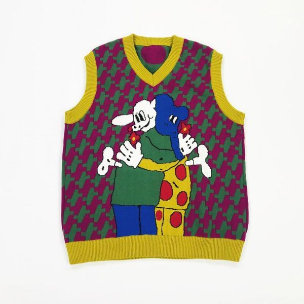 women's sweaters autumn/winter childlike friends contrast polka-dot knitted vest students harajuku playful loose sweater cotton pullove, White;black
women's sweaters autumn/winter childlike friends contrast polka-dot knitted vest students harajuku playful loose sweater cotton pullove, White;black
