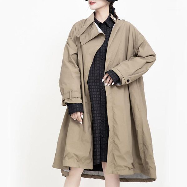 women's trench coats johnature 2021 korean soild color loose long fashion coat autumn winter turn-down collar irregular women coats1, Tan;black
women's trench coats johnature 2021 korean soild color loose long fashion coat autumn winter turn-down collar irregular women coats1, Tan;black