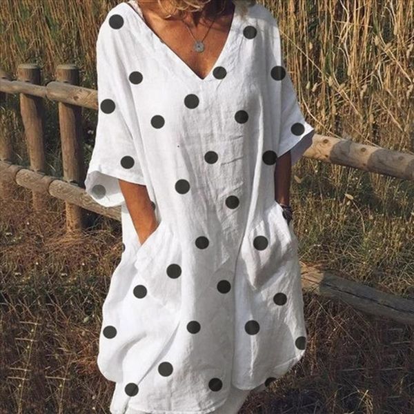 womens fashion half sleeve polka dot print dress casual loose summer dress vestidos de festa elegant robe femme clothing 2020, Black;gray
womens fashion half sleeve polka dot print dress casual loose summer dress vestidos de festa elegant robe femme clothing 2020, Black;gray