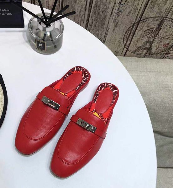 designer womens slippers luxury red yellow print metal secoration round head flat heel slippers with box size 35-40, Black
designer womens slippers luxury red yellow print metal secoration round head flat heel slippers with box size 35-40, Black