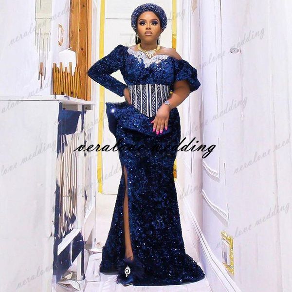 aso ebi dark blue mermaid evening dresses lace applique beaded high split formal prom party african second reception gowns, Black
aso ebi dark blue mermaid evening dresses lace applique beaded high split formal prom party african second reception gowns, Black