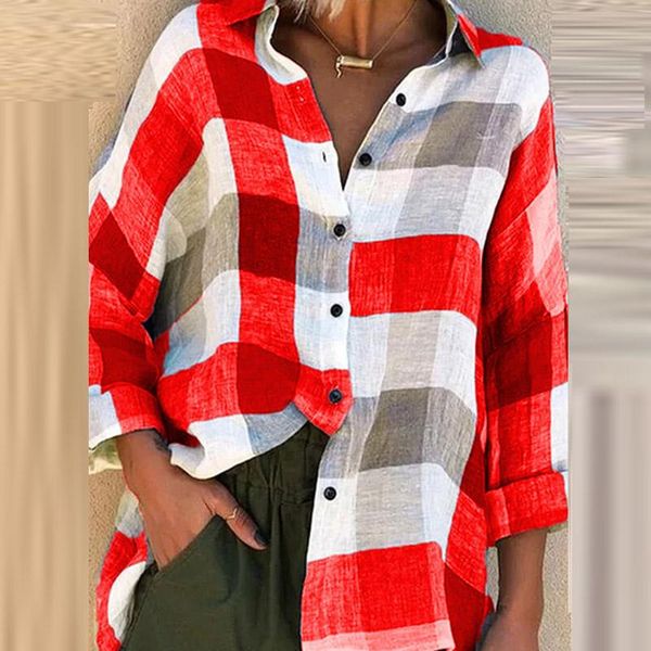women's blouses & shirts mjartoria women casual v neck button blouse autumn long sleeve plaid print lady plus size blusa streetwea, White
women's blouses & shirts mjartoria women casual v neck button blouse autumn long sleeve plaid print lady plus size blusa streetwea, White