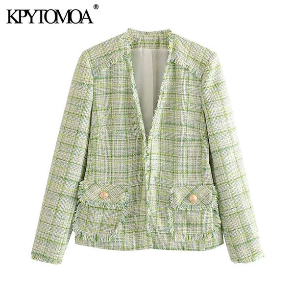 kpytomoa women fashion office wear frayed trims tweed blazer coat vintage long sleeve pockets female outerwear chic 201114, White;black
kpytomoa women fashion office wear frayed trims tweed blazer coat vintage long sleeve pockets female outerwear chic 201114, White;black