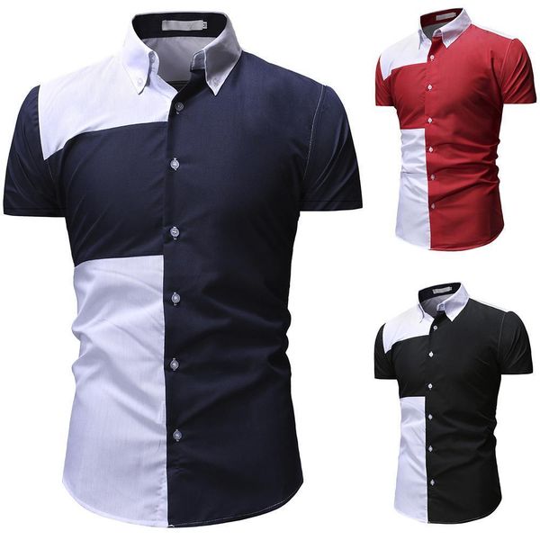 short sleeve shirt man casual slim fit plus size men shirt patchwork pattern social shirt slim fit, White;black
short sleeve shirt man casual slim fit plus size men shirt patchwork pattern social shirt slim fit, White;black