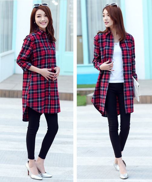 2021 new women's mid-long boyfriend long sleeve button down plaid shirt 49dv, Black;brown
2021 new women's mid-long boyfriend long sleeve button down plaid shirt 49dv, Black;brown
