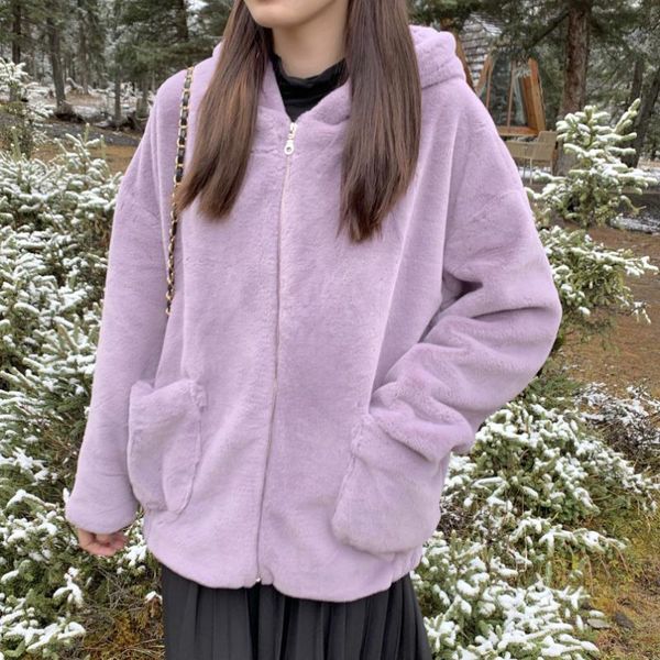 imitation rur autumn winter fashion hooded thick plush velvet fur coat loose purple zipper coat female plus size outwear, Black
imitation rur autumn winter fashion hooded thick plush velvet fur coat loose purple zipper coat female plus size outwear, Black