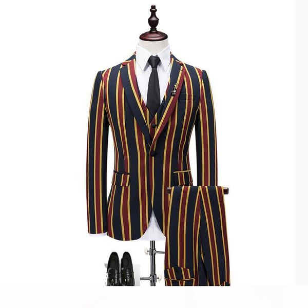 men new striped plaid suit set three-piece, ceremonial host performance costume, groom groomsmen wedding dress, White;black
men new striped plaid suit set three-piece, ceremonial host performance costume, groom groomsmen wedding dress, White;black