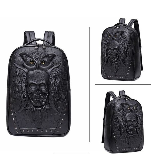fashion 3d embossed owl skull backpack bags for men travel bag unique originality women bag personality rock cool laphandbags
fashion 3d embossed owl skull backpack bags for men travel bag unique originality women bag personality rock cool laphandbags