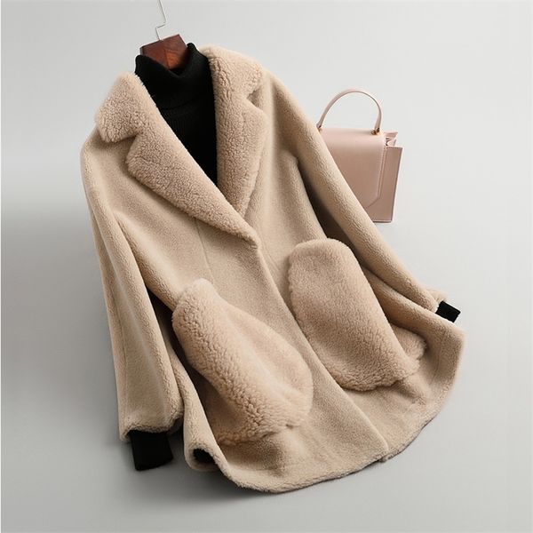 new natural wool fur coat women real sheep shearling fur jacket winter wool overcoats plus size f1176 201112, Black
new natural wool fur coat women real sheep shearling fur jacket winter wool overcoats plus size f1176 201112, Black